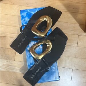 Jeffrey Campbell Black Sandals with Gold Detail